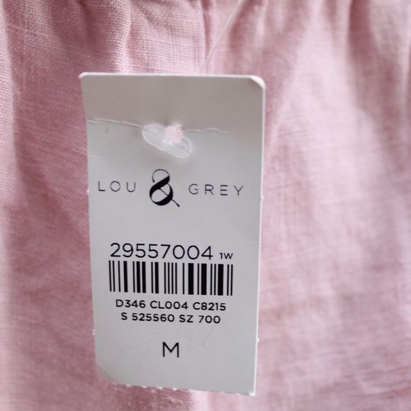 NWT Lou & Grey LOFT Pink Linen Wide Leg High Rise Crop Pants Size Medium - Picture 8 of 9